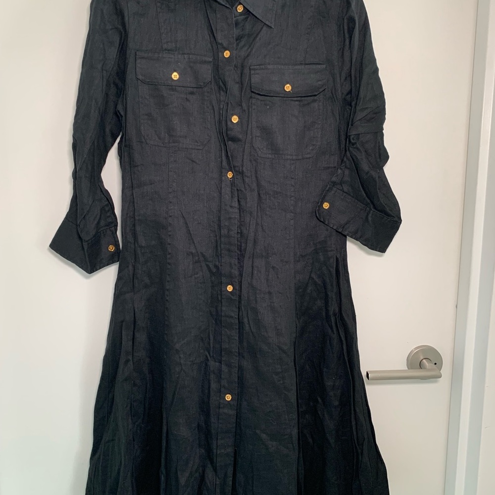 Lauren By Ralph Lauren "Lovell" Tissue Linen Shirtdress